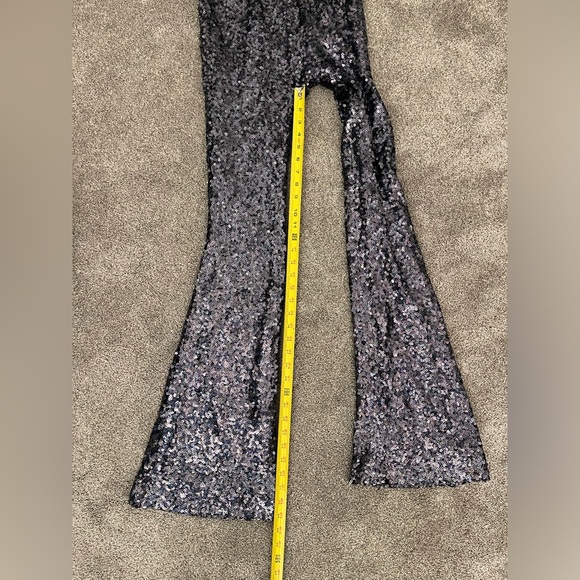 French Connection Lunar Sparkle Jumpsuit sequin size 4 small New Years flare leg - Picture 8 of 12